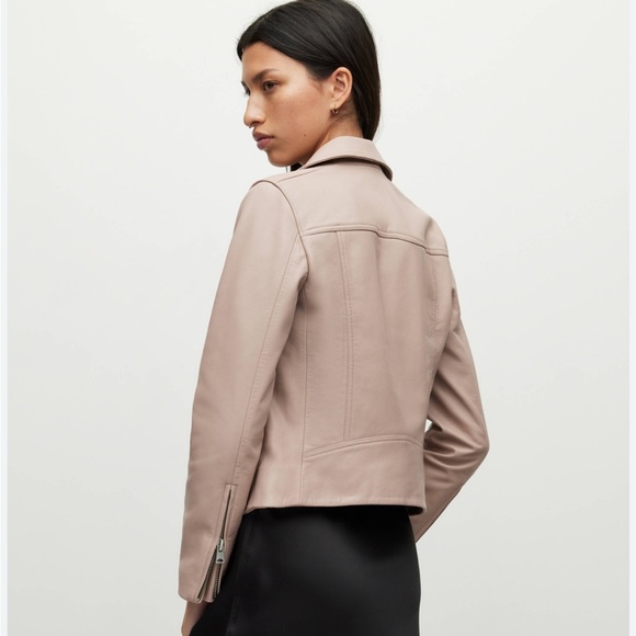 ALL SAINTS DALBY LEATHER JACKET IN MOONLIGHT PINK *sold out color* - Picture 3 of 10